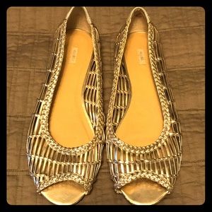 Ecoté metallic gold flats, size 9